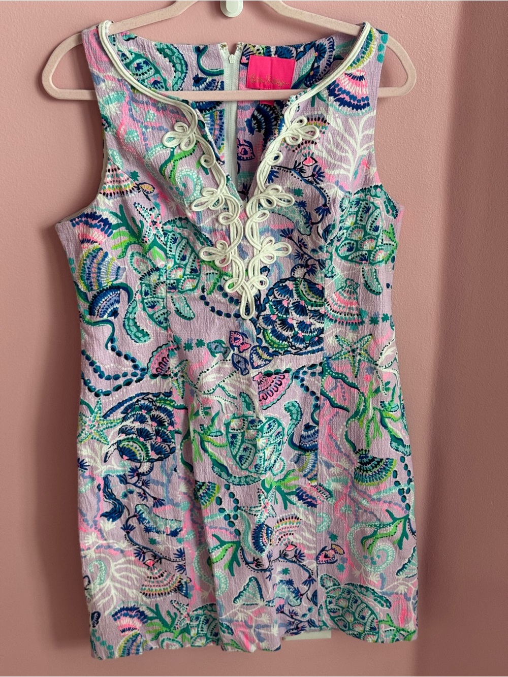 Lilly Pulitzer Shift Dress Lavender Under the Sea Turtle Print Size 12 EUC